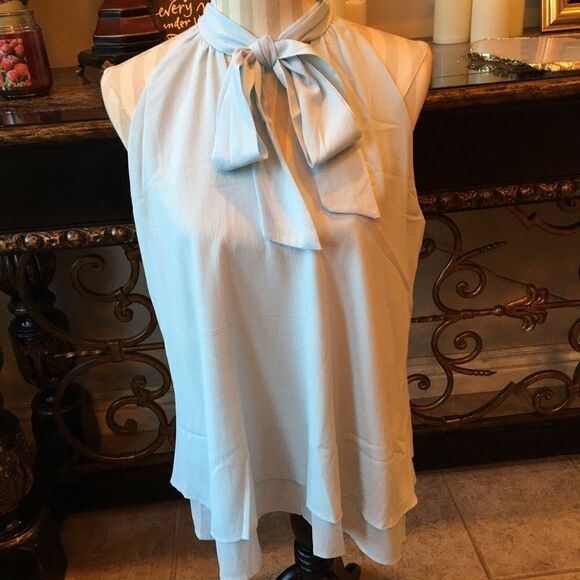 14 Blue Tie Blouse Top - Picture 6 of 14